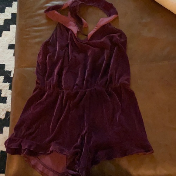 Burgundy velvet Victoria’s Secret romper - Picture 1 of 3